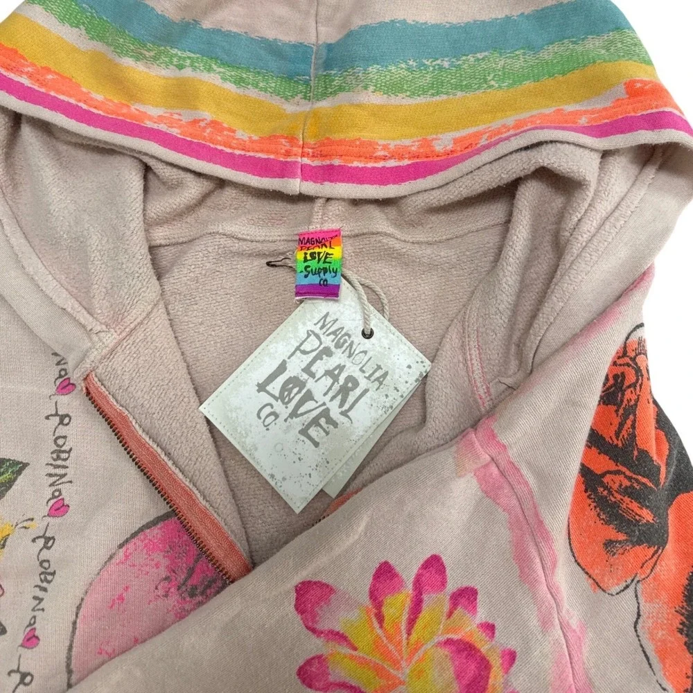 Magnolia Pearl Awaken Sleeping Heart Zip Up Hoodie Sweatshirt Front Pockets NWT